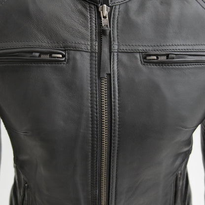 Women's Motorcycle Leather Riding Jacket- "Supastar"