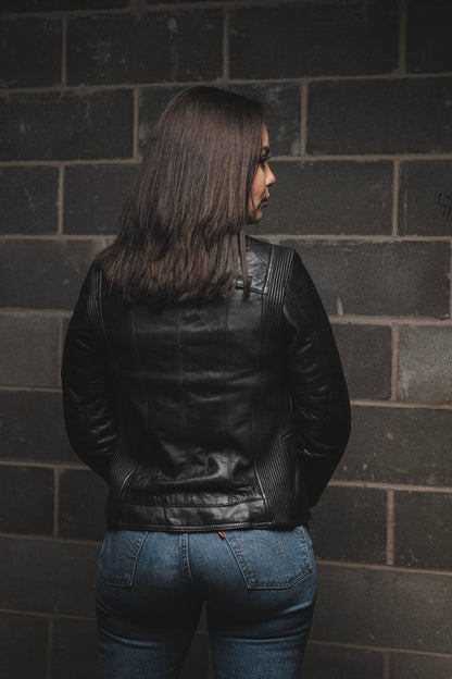 Women's Motorcycle Leather Riding Jacket- "Supastar"
