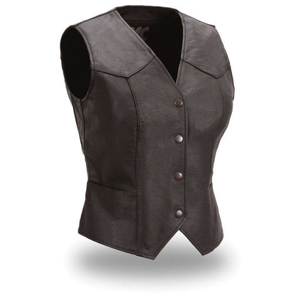 Women's Fitted Leather Motorcycle Vest- Sweet Sienna