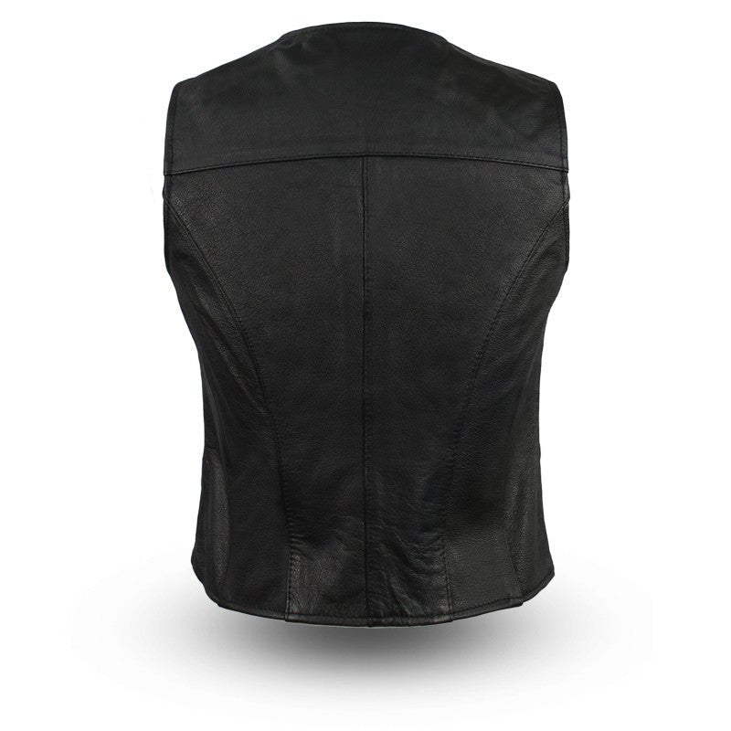 Women's Fitted Leather Motorcycle Vest- Sweet Sienna