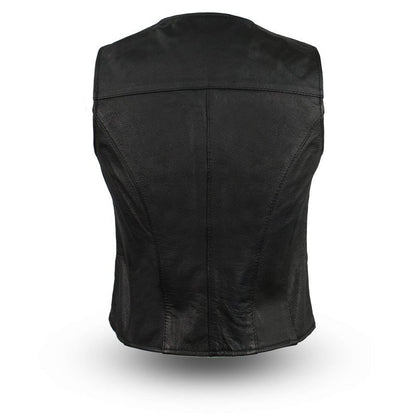 Women's Fitted Leather Motorcycle Vest- Sweet Sienna