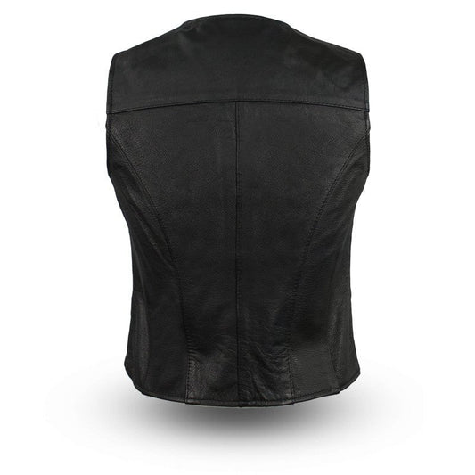 Women's Fitted Leather Motorcycle Vest- Sweet Sienna