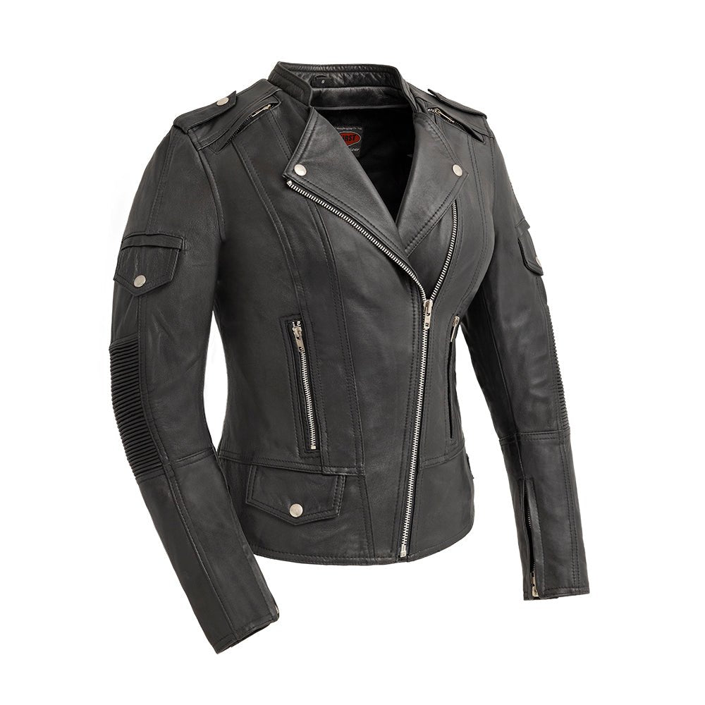 Women's Classic Motorcycle Leather Riding Jacket- "Tantrum"
