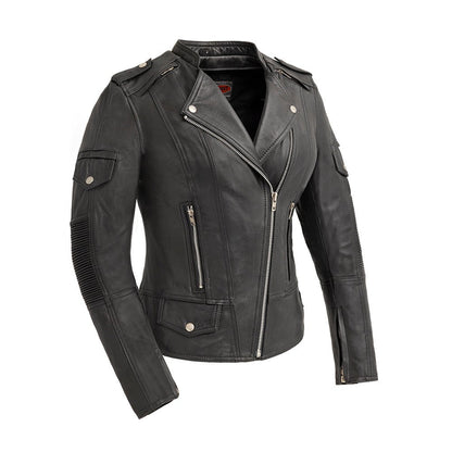 Women's Classic Motorcycle Leather Riding Jacket- "Tantrum"