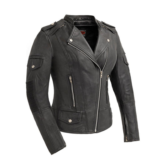 Women's Classic Motorcycle Leather Riding Jacket- "Tantrum"