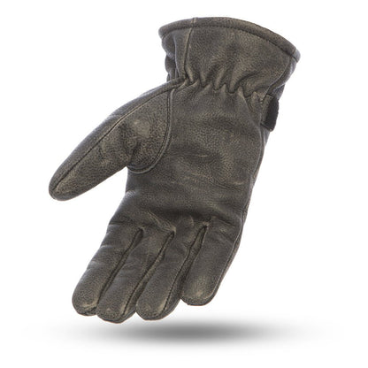 Men's Distressed Black Leather Riding Glove- "Teton"