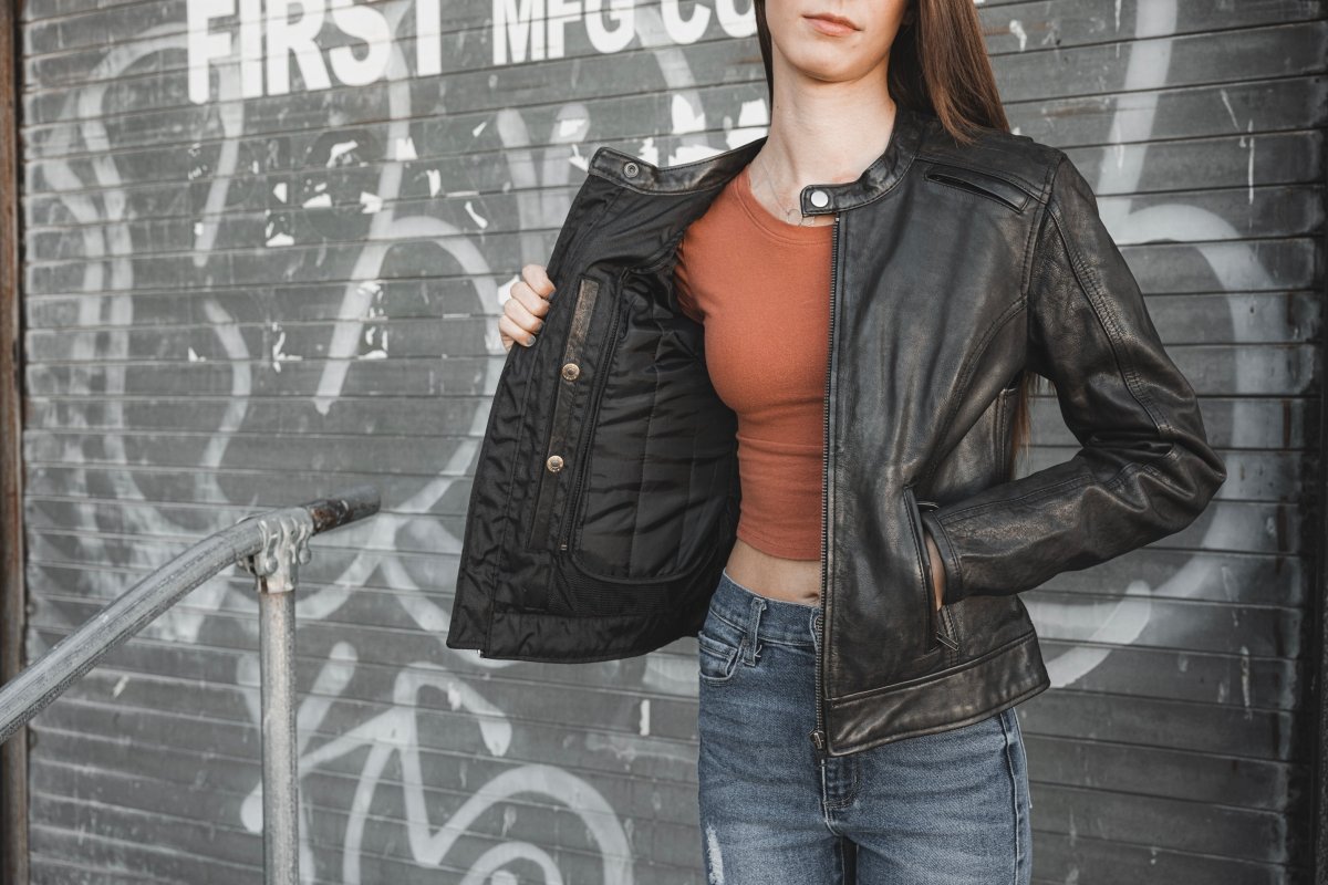 Women's Leather Motorcycle Riding Jacket- "Trickster"