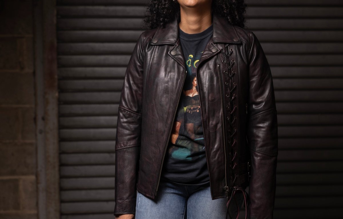 Women's Motorcycle Leather Riding Jacket- "Wildside"