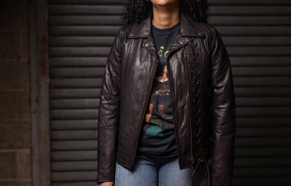 Women's Motorcycle Leather Riding Jacket- "Wildside"