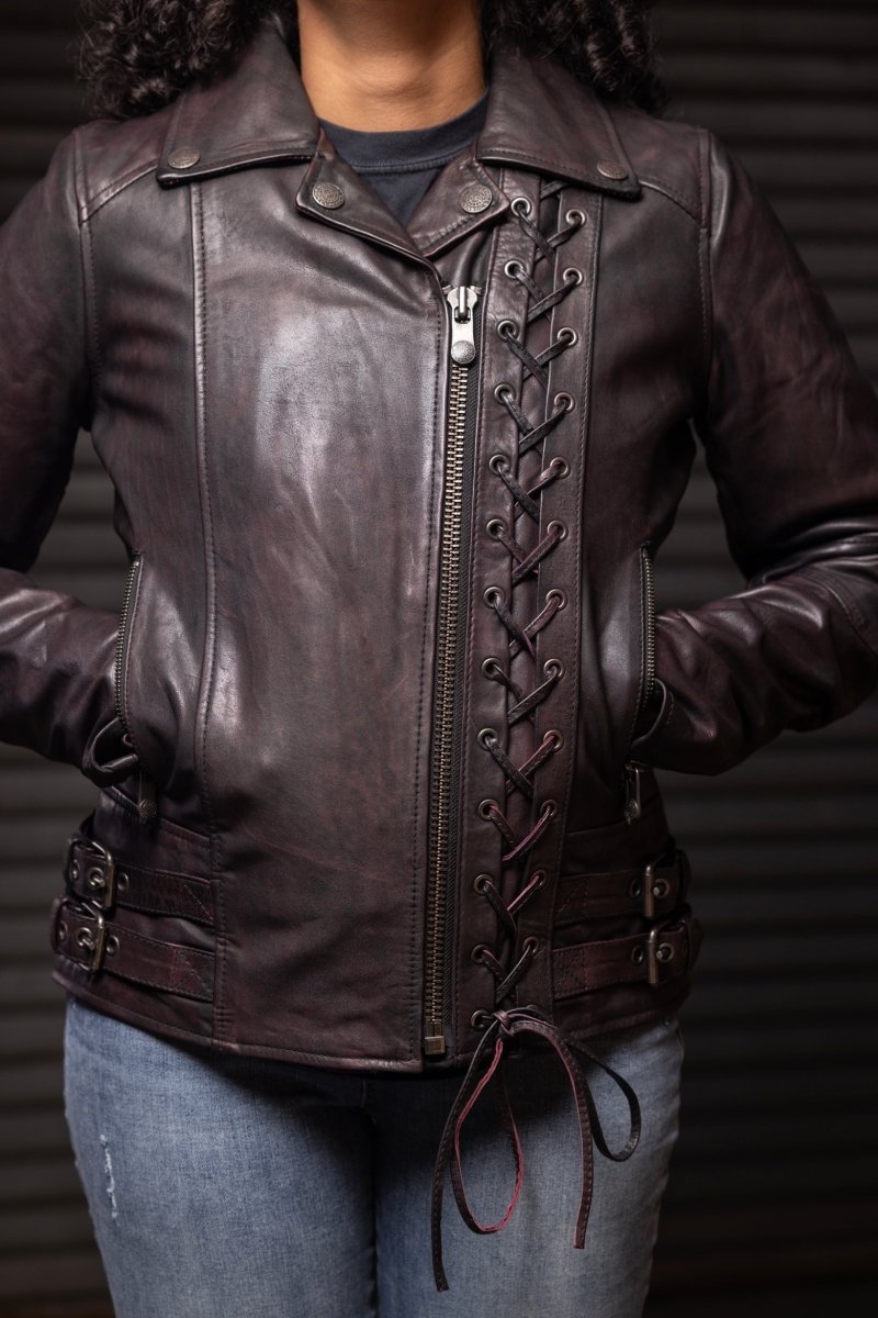 Women's Motorcycle Leather Riding Jacket- "Wildside"
